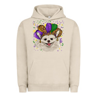 Pigment French Oak mardi gras hat white pomeranian Urban Hoodie - RanaPortraitStore