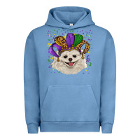 Pigment Pebble Blue mardi gras hat white pomeranian Urban Hoodie - RanaPortraitStore