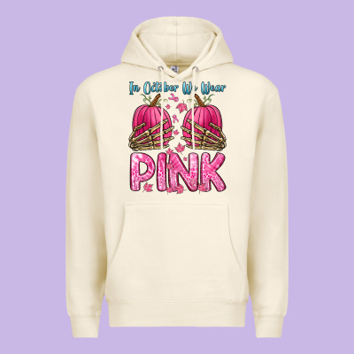 In October We Wear Pink Premium Hoodie Designed By Zillion Design Studio