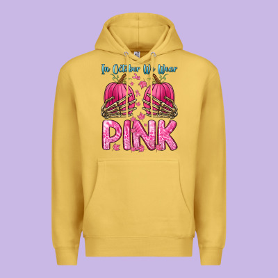 In October We Wear Pink Premium Hoodie Designed By Zillion Design Studio