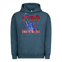 Pigment Midnight Navy America home of the free Urban Hoodie - texasbilliewilder