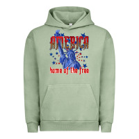Pigment Oil Green America home of the free Urban Hoodie - texasbilliewilder
