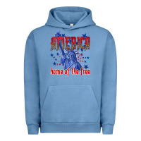 Pigment Pebble Blue America home of the free Urban Hoodie - texasbilliewilder