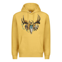 Antique Gold boho deer skull sunflowers and gemstone Premium Hoodie - RanaPortraitStore