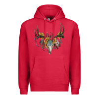 Cardinal boho deer skull sunflowers and gemstone Premium Hoodie - RanaPortraitStore