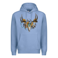Colony Blue boho deer skull sunflowers and gemstone Premium Hoodie - RanaPortraitStore