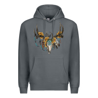Rock boho deer skull sunflowers and gemstone Premium Hoodie - RanaPortraitStore