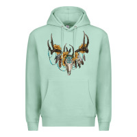 Seafoam boho deer skull sunflowers and gemstone Premium Hoodie - RanaPortraitStore