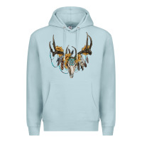 Blue Mist boho deer skull sunflowers and gemstone Premium Hoodie - RanaPortraitStore