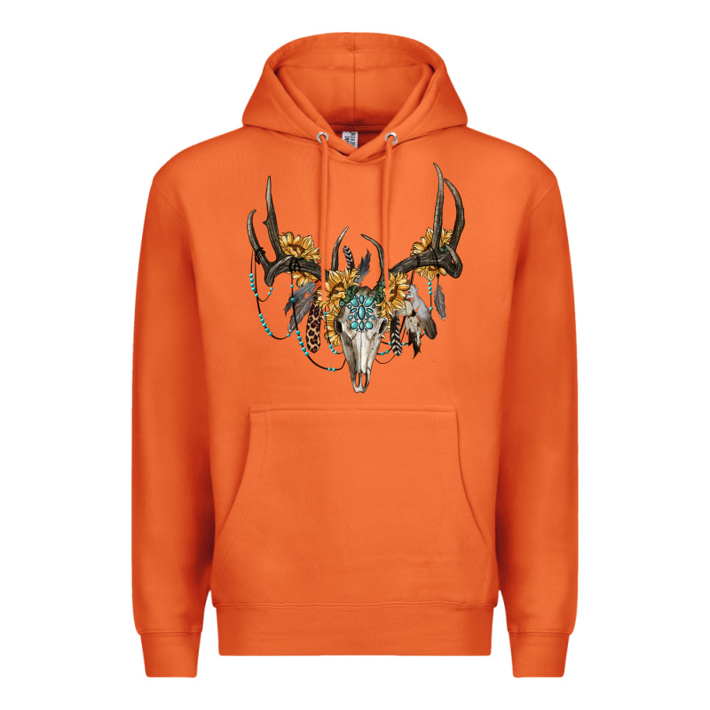 Boho Deer Skull Sunflowers And Gemstone Premium Hoodie by RanaPortraitStore | Teevron