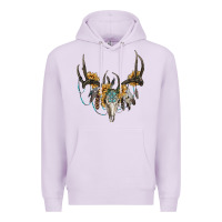 Lilac boho deer skull sunflowers and gemstone Premium Hoodie - RanaPortraitStore