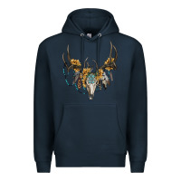 Navy boho deer skull sunflowers and gemstone Premium Hoodie - RanaPortraitStore