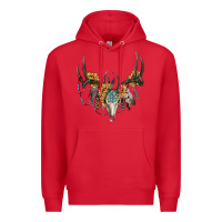 Red boho deer skull sunflowers and gemstone Premium Hoodie - RanaPortraitStore