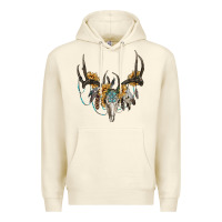 Sandshell boho deer skull sunflowers and gemstone Premium Hoodie - RanaPortraitStore