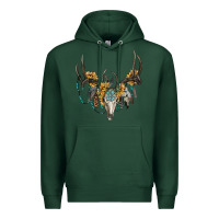 Sports Green boho deer skull sunflowers and gemstone Premium Hoodie - RanaPortraitStore