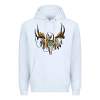 White boho deer skull sunflowers and gemstone Premium Hoodie - RanaPortraitStore