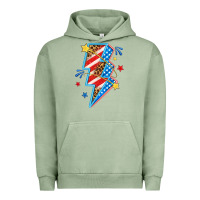 Pigment Oil Green America lightning bolt Urban Hoodie - texasbilliewilder