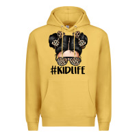 Antique Gold kid life leopard messy bun Premium Hoodie - texasbilliewilder
