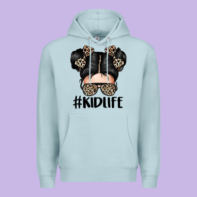 Kid Life Leopard Messy Bun Premium Hoodie Designed By Texasbilliewilder