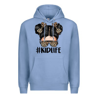 Colony Blue kid life leopard messy bun Premium Hoodie - texasbilliewilder