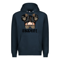 Navy kid life leopard messy bun Premium Hoodie - texasbilliewilder