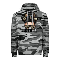 Slate Camo kid life leopard messy bun Premium Hoodie - texasbilliewilder