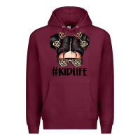 Burgundy kid life leopard messy bun Premium Hoodie - texasbilliewilder