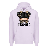 Lilac kid life leopard messy bun Premium Hoodie - texasbilliewilder