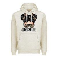 Oatmeal Heather kid life leopard messy bun Premium Hoodie - texasbilliewilder