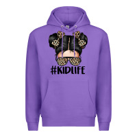 Purple kid life leopard messy bun Premium Hoodie - texasbilliewilder