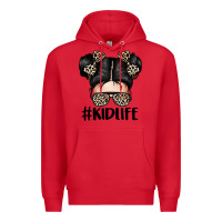Red kid life leopard messy bun Premium Hoodie - texasbilliewilder