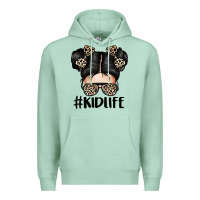 Seafoam kid life leopard messy bun Premium Hoodie - texasbilliewilder