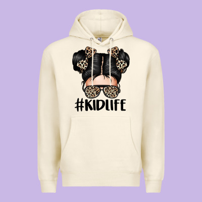 Kid Life Leopard Messy Bun Premium Hoodie Designed By Texasbilliewilder