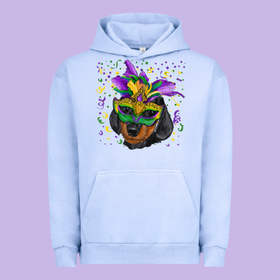 Urban Hoodie mardi gras mask dachshund puppy