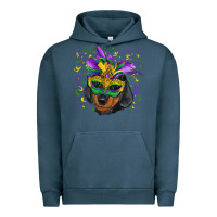Pigment Midnight Navy mardi gras mask dachshund puppy Urban Hoodie - RanaPortraitStore