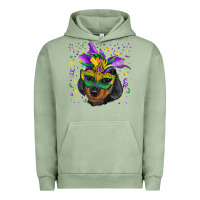Pigment Oil Green mardi gras mask dachshund puppy Urban Hoodie - RanaPortraitStore