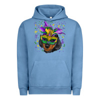 Pigment Pebble Blue mardi gras mask dachshund puppy Urban Hoodie - RanaPortraitStore
