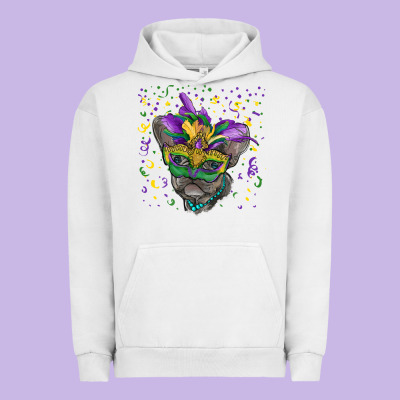 Urban Hoodie mardi gras mask french bulldog