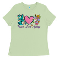 Matcha peace love springwith flowers and butterfly Ladies Tee - Artiststas