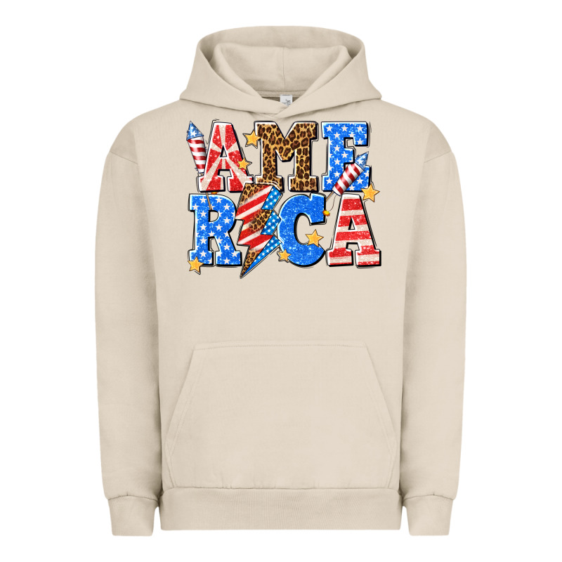America With Lightning Bolt Urban Hoodie by texasbilliewilder | Teevron