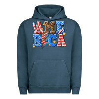Pigment Midnight Navy America with lightning bolt Urban Hoodie - texasbilliewilder