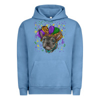 Pigment Pebble Blue mardi gras french bulldog Urban Hoodie - RanaPortraitStore