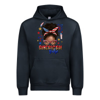 Navy American babe afro messy bun Urban Hoodie - texasbilliewilder