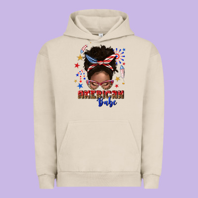 Urban Hoodie American babe afro messy bun
