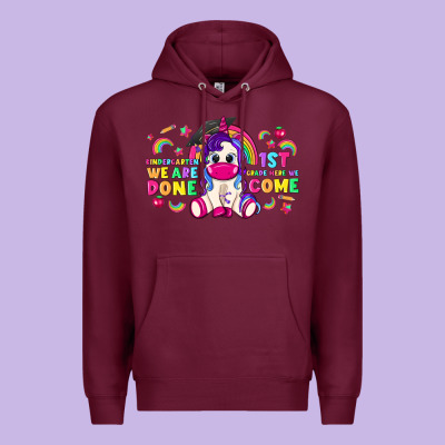 Kindergarten We Are Done 1st Here We Come With Unicorn Premium Hoodie Designed By Texasbilliewilder