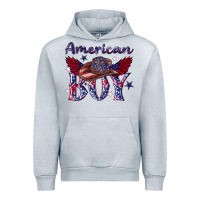 Heather Grey American boy with cowboy Urban Hoodie - texasbilliewilder