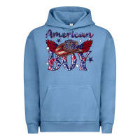 Pigment Pebble Blue American boy with cowboy Urban Hoodie - texasbilliewilder