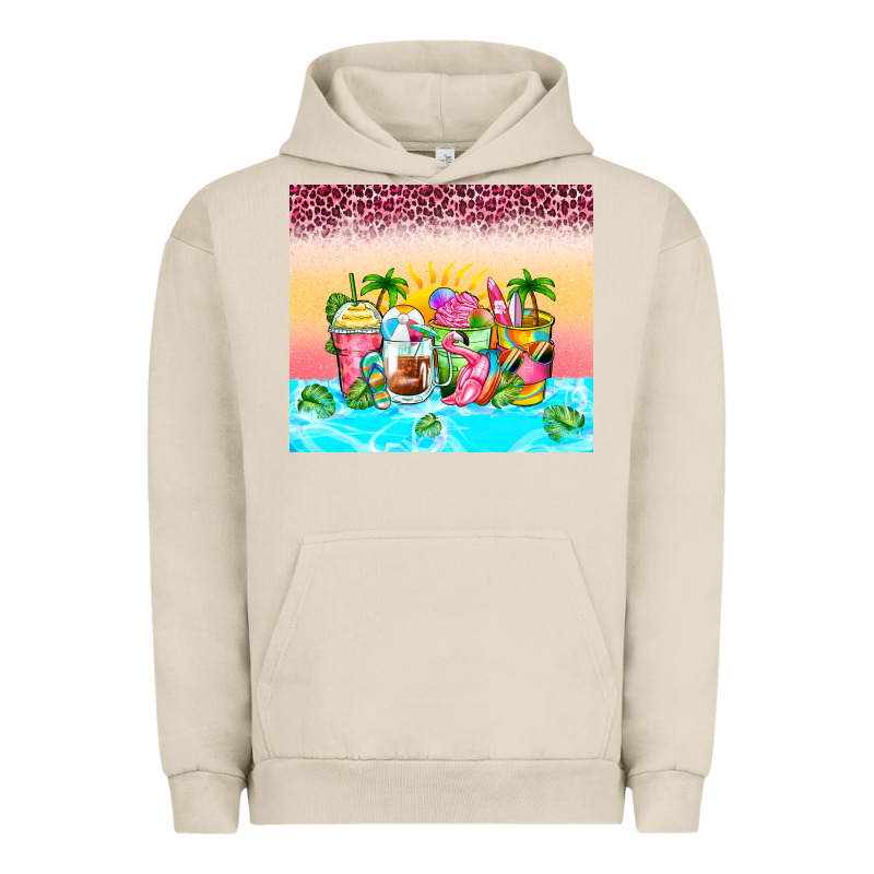 Beach Summer Coffee Cups Urban Hoodie by Zillion Design Studio | Teevron