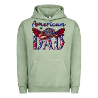 Pigment Oil Green American dad with cowboy Urban Hoodie - texasbilliewilder