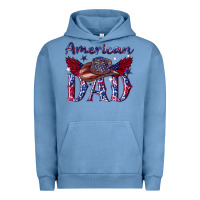 Pigment Pebble Blue American dad with cowboy Urban Hoodie - texasbilliewilder